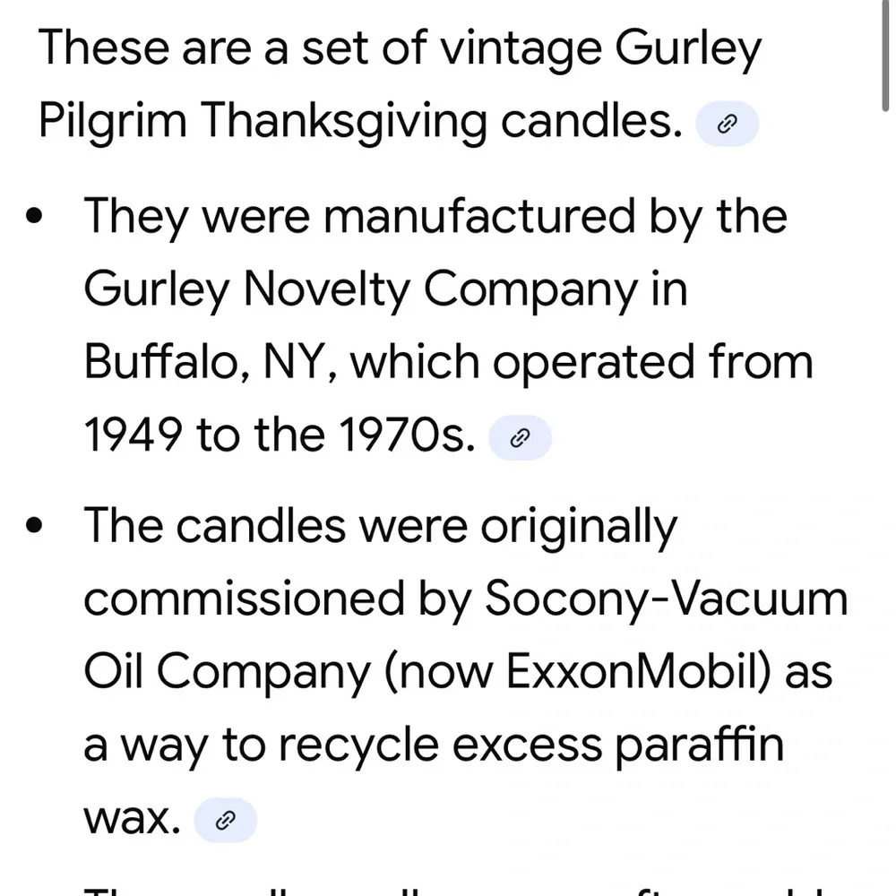 New Rare Gurley Vintage Pilgrim Candle Set of 4  MCM Not Burned Thanksgiving